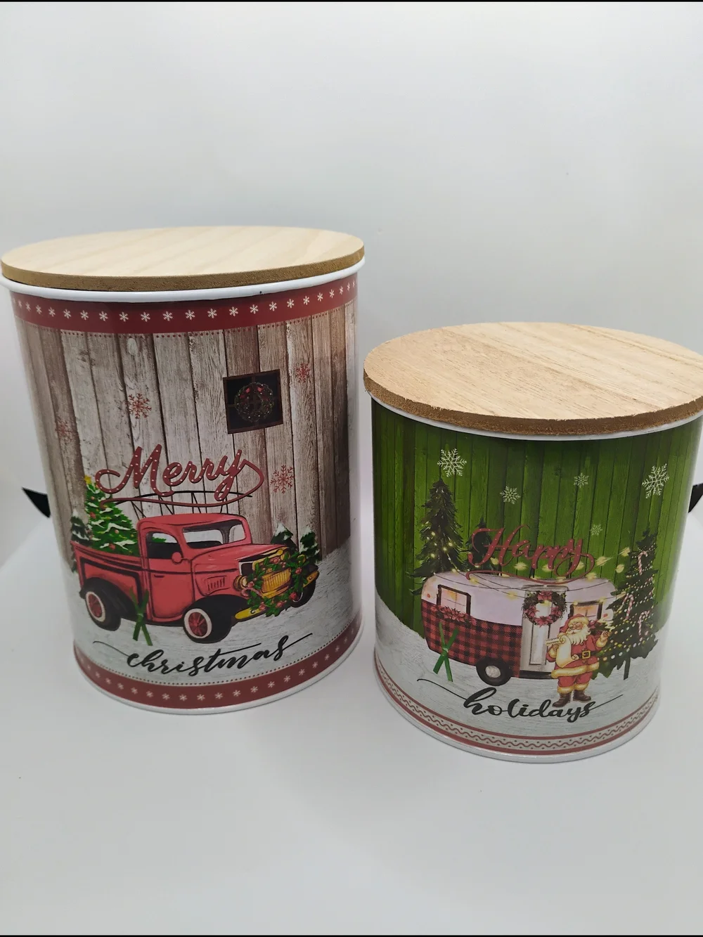 Holiday Decorative Storage Canister Set - Red & Green